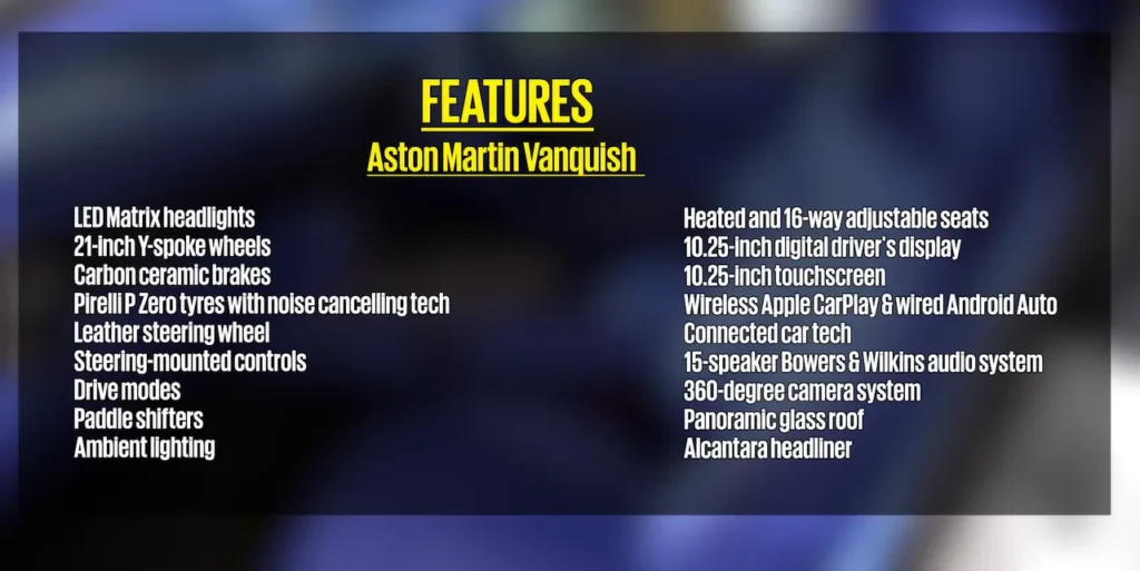 2025 Aston Martin Vanquish Features