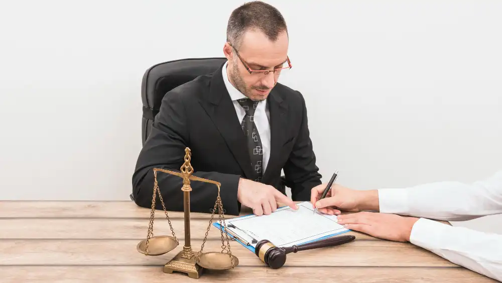 Professional auto accident attorney reviewing case documentation