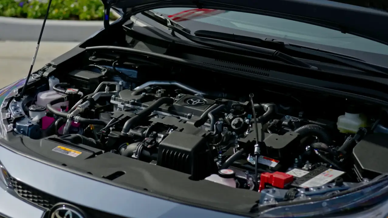2026 Toyota Corolla Hybrid engine showing proven Toyota hybrid system that averages around 51 MPG per owner-reported data on city streets and highways, confirming Toyota Corolla Hybrid 50 mpg 2026 claim