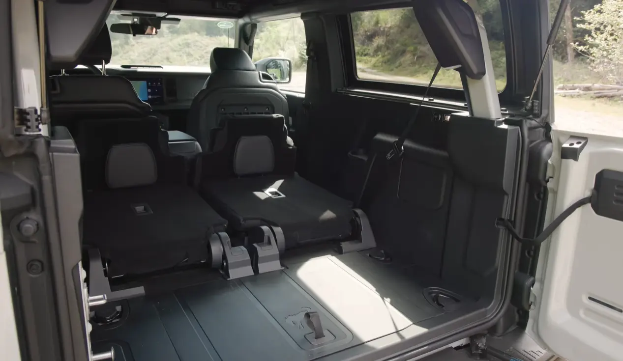 2026 Ford Bronco cargo space rear seat legroom flat load floor everyday practicality storage comparison