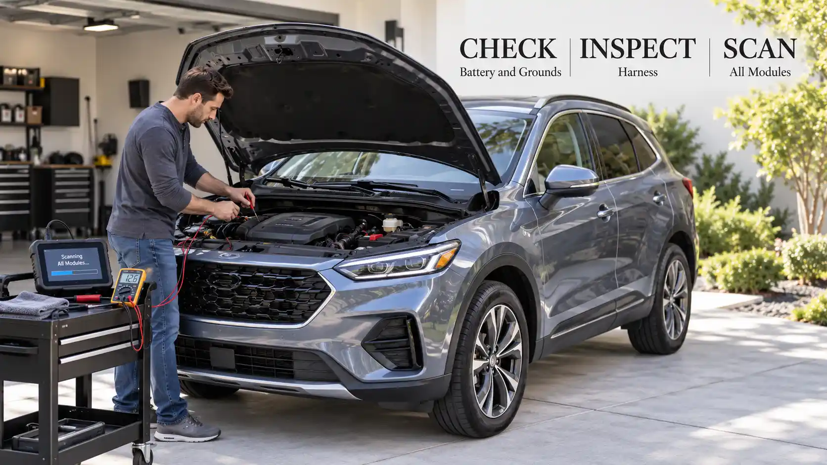 How to fix U0100 code check battery grounds inspect connectors harness scan all modules companion codes diagnostic order DIY methodical approach