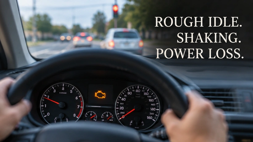 Symptoms of a P0301 code rough idle shaking power loss flashing check engine light cylinder 1 misfire diagnosis