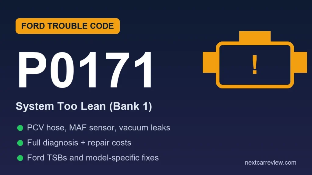 P0171 code on Ford: system too lean Bank 1 diagnosis with PCV hose, MAF sensor, and vacuum leak repair guide