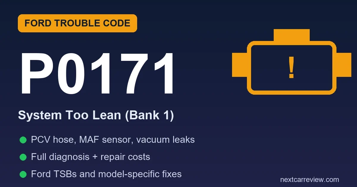 P0171 code on Ford: system too lean Bank 1 diagnosis with PCV hose, MAF sensor, and vacuum leak repair guide
