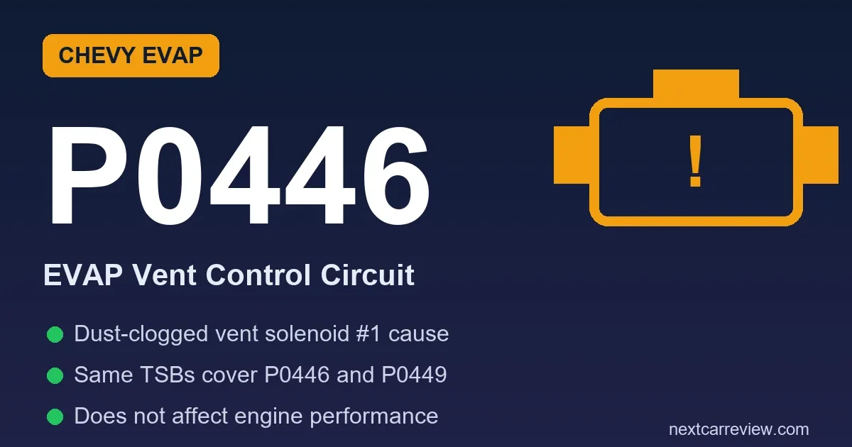 P0446 code on Chevy: EVAP vent control circuit diagnosis and vent solenoid replacement