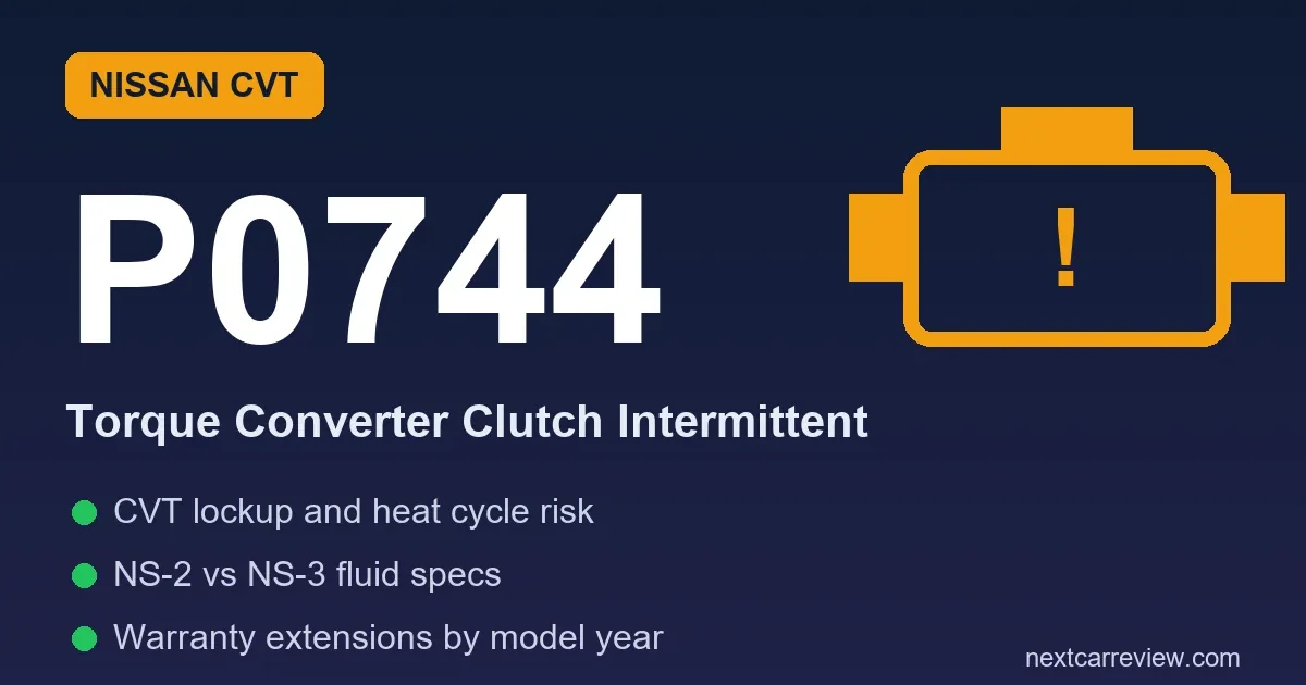 P0744 code on Nissan: CVT torque converter clutch intermittent diagnosis and repair cost