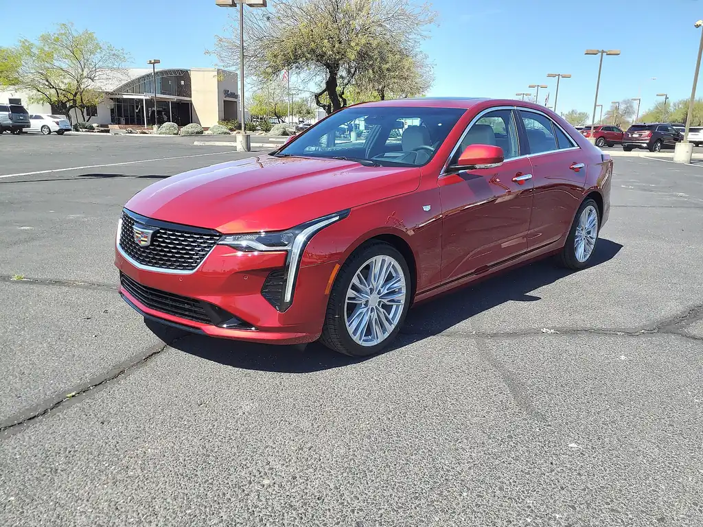 2023 Cadillac CT4 Premium Luxury - front 3/4 exterior, red