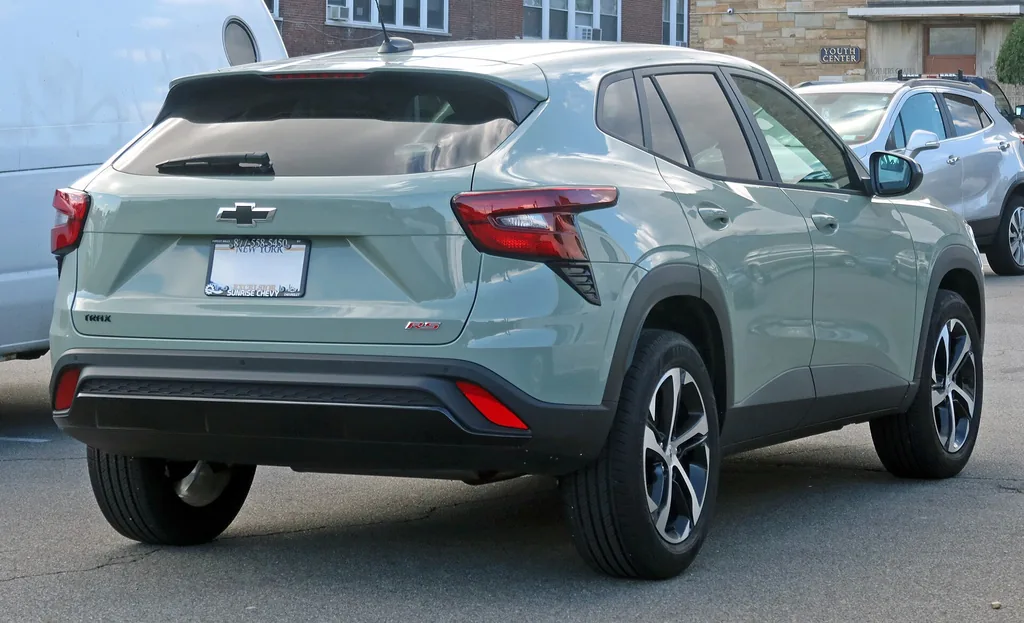 2024 Chevrolet Trax RS (2nd gen) - rear 3/4 exterior, sage green
