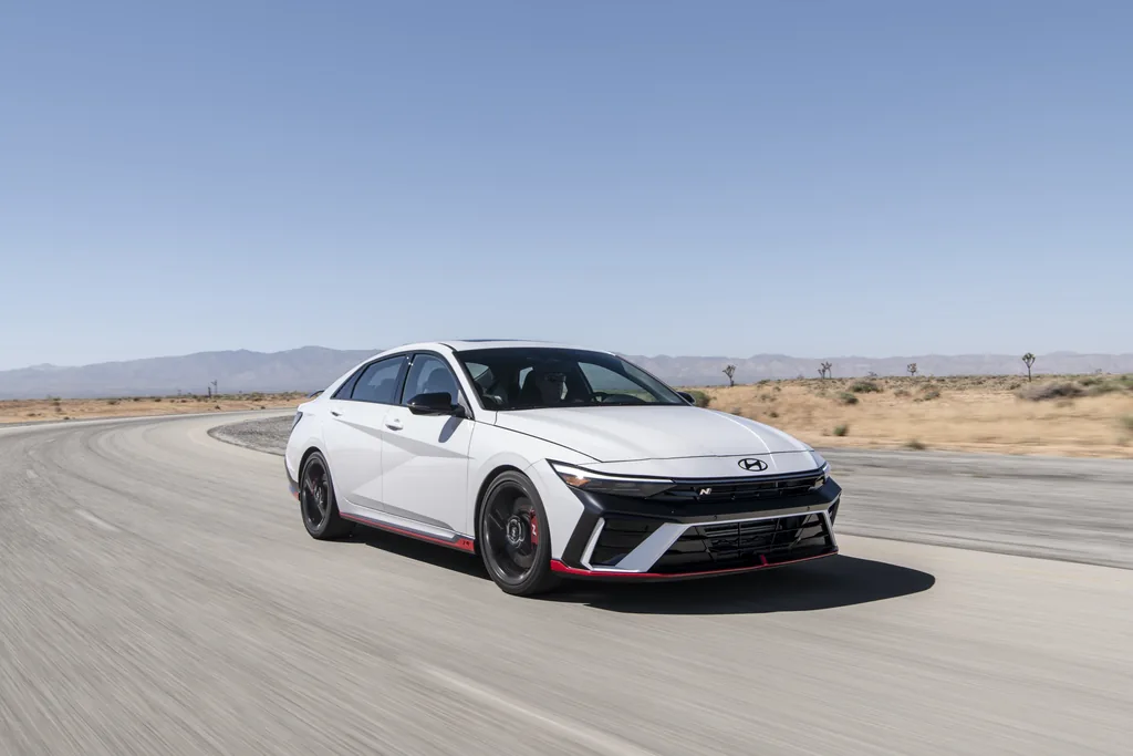 2024 Hyundai Elantra N Review - front 3/4 cornering on track