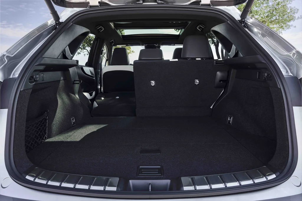 2025 Lexus NX Hybrid Review - 2025 NX 350h cargo area with liftgate open