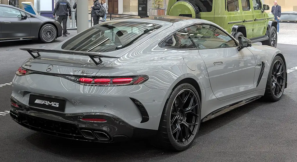 2025 Mercedes-AMG GT Coupe (C192) - rear 3/4 exterior, second color (C192 GT 63 PRO, IAA)