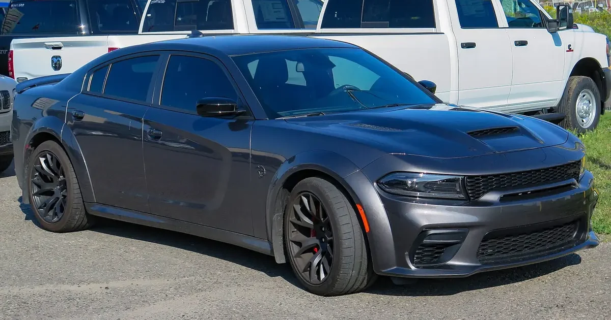 2023 Dodge Charger SRT Hellcat Widebody in Granite Crystal Metallic, same model line as Dom's Rome car in Fast X