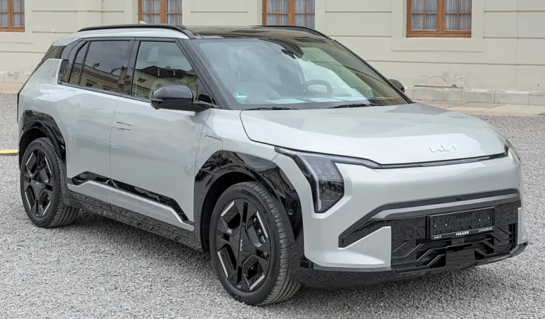 2025 Kia EV3 - front 3/4, exterior (GT-Line)