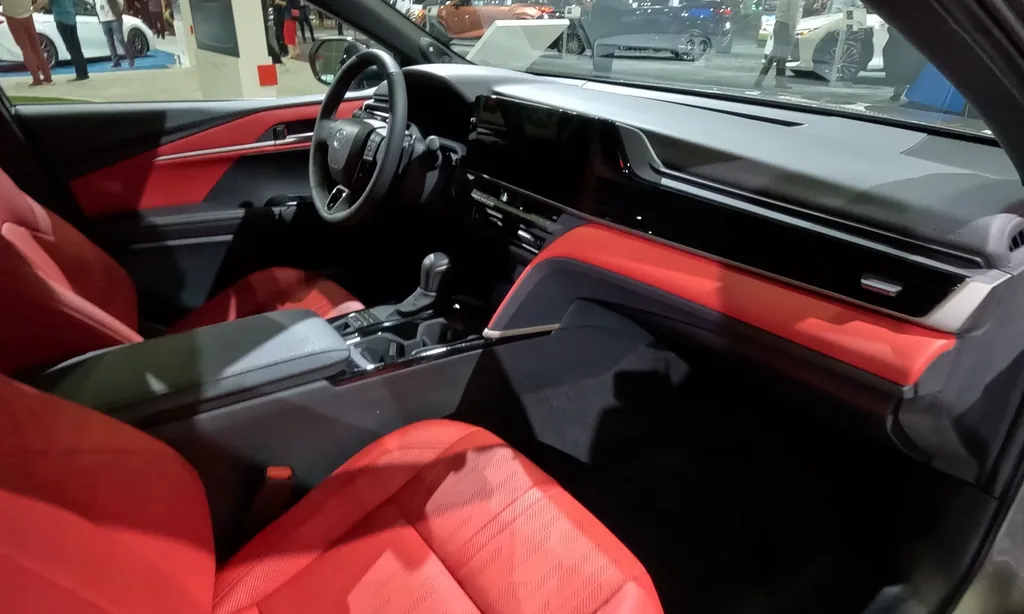2025 Toyota Camry Hybrid XSE interior and dashboard, same generation as the 2026 Camry