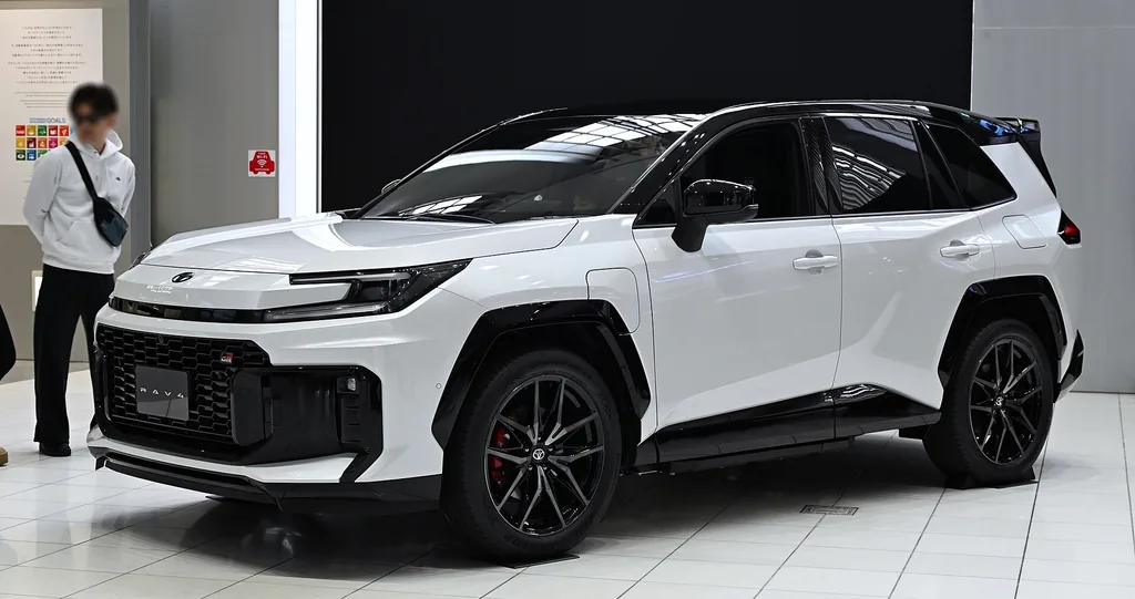 2026 Toyota RAV4 PHEV GR SPORT prototype on display, front three-quarter view (sixth generation). Photo: TTTNIS, CC0, Wikimedia Commons